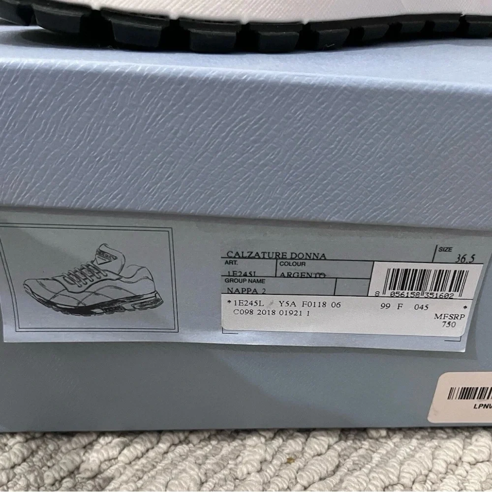 Prada Women's Metallic Silver Sneakers - Picture 2 of 7